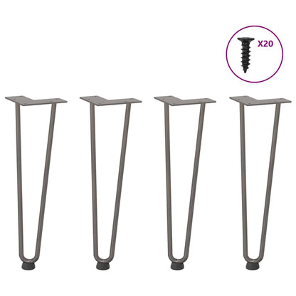 vidaXL Haarnadelbeine für Couchtisch 4 Stk. Naturstahl 42 cm Massivstahl