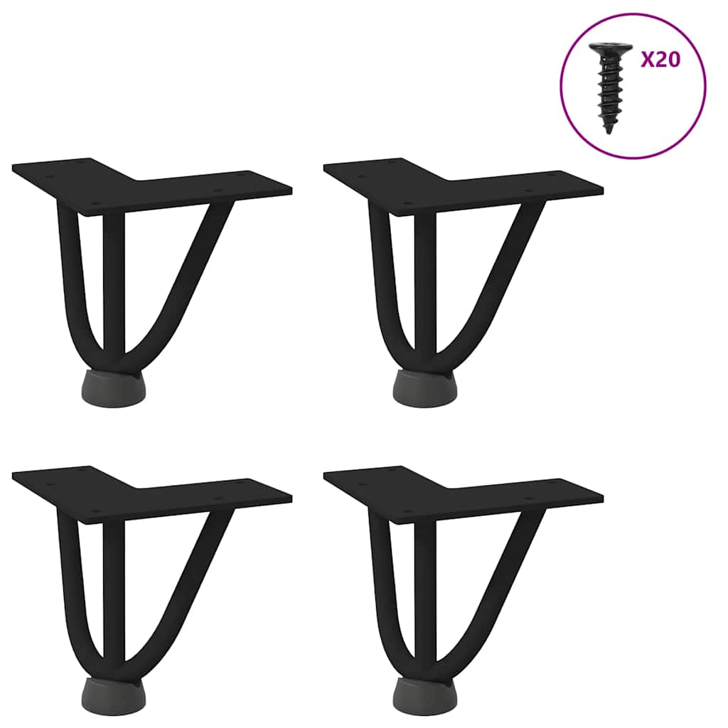 vidaXL Haarnadelbeine für Couchtisch 4 Stk. Schwarz 10 cm Massivstahl