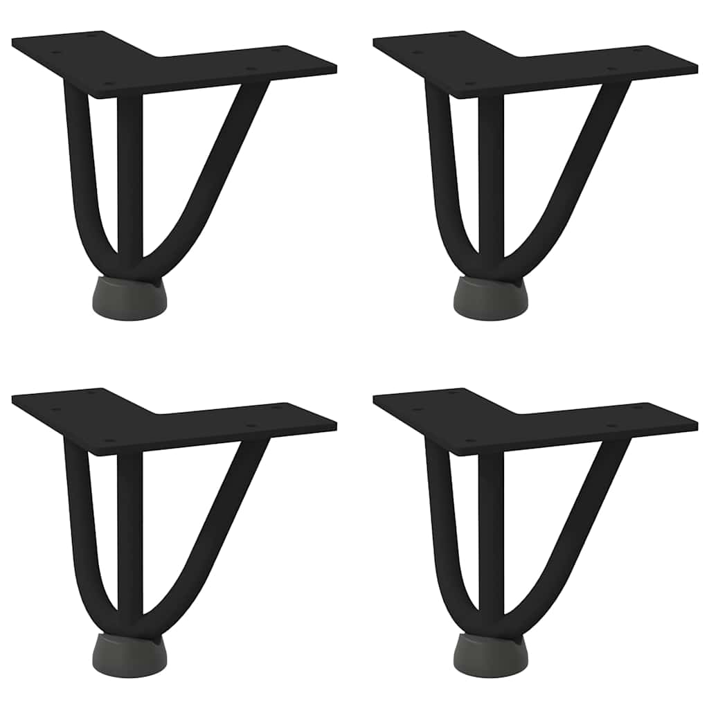 vidaXL Haarnadelbeine für Couchtisch 4 Stk. Schwarz 10 cm Massivstahl