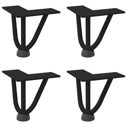 vidaXL Haarnadelbeine für Couchtisch 4 Stk. Schwarz 10 cm Massivstahl