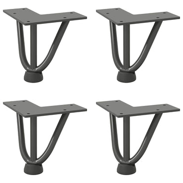 vidaXL Haarnadelbeine für Couchtisch 4 Stk. Anthrazit 10 cm Massivstahl