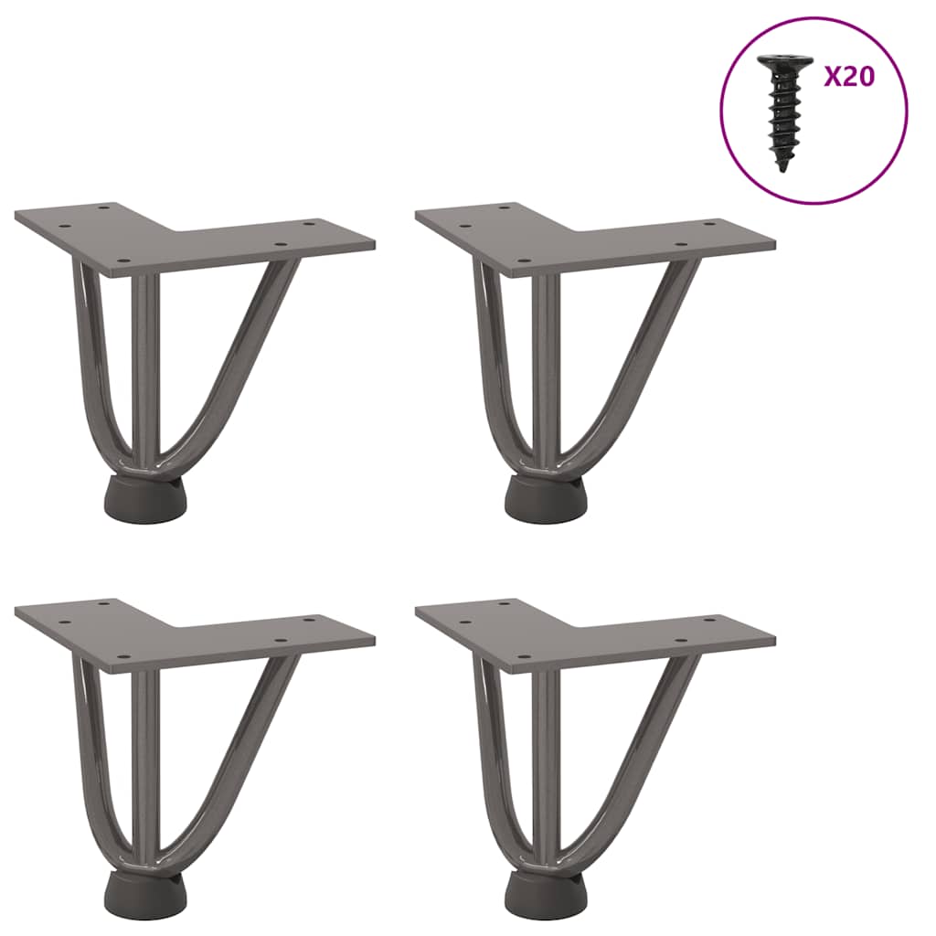 vidaXL Haarnadelbeine für Couchtisch 4 Stk. Naturstahl 10 cm Massivstahl