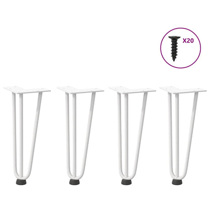 vidaXL Haarnadelbeine für Couchtisch 4 Stk. Weiß 30 cm Massivstahl