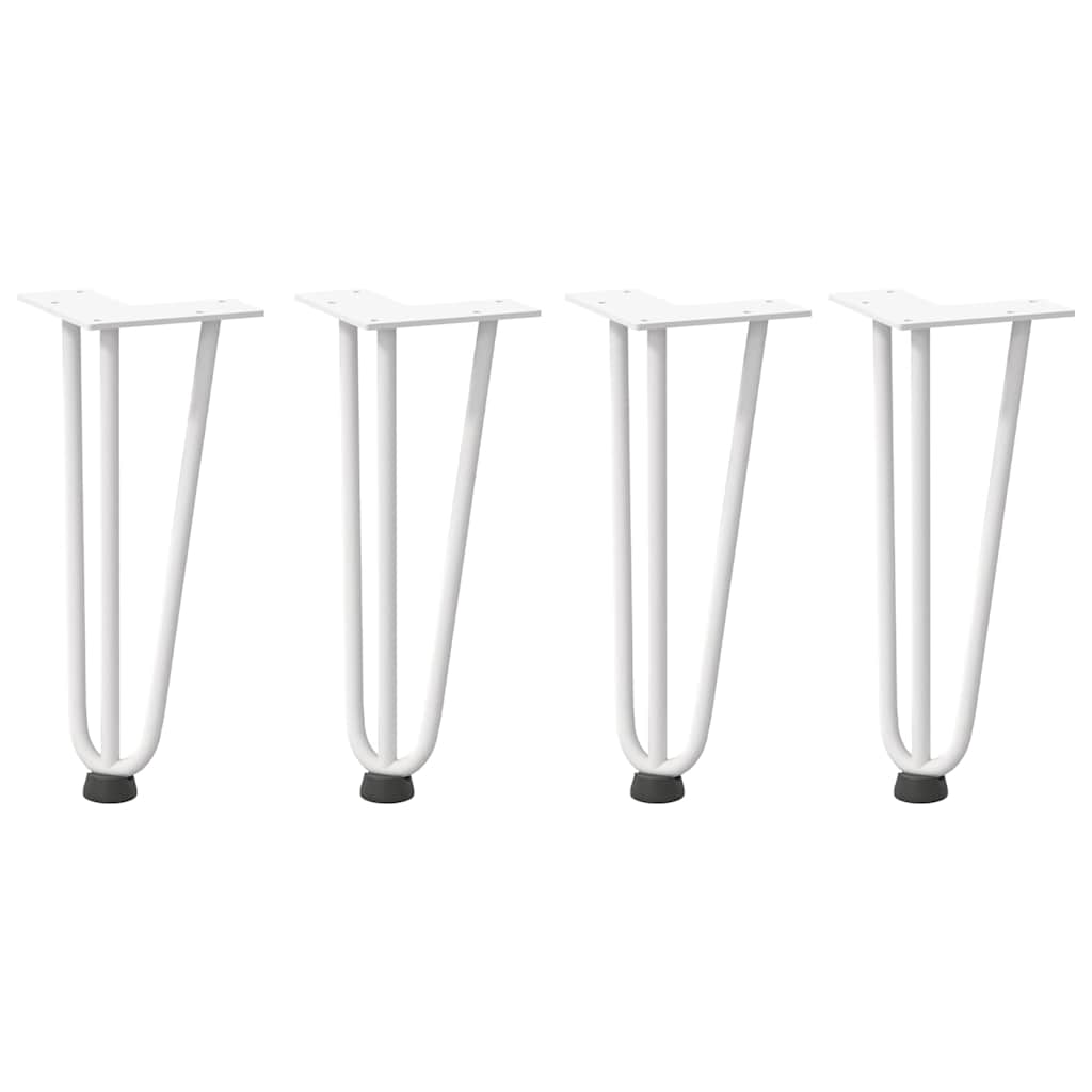 vidaXL Haarnadelbeine für Couchtisch 4 Stk. Weiß 30 cm Massivstahl
