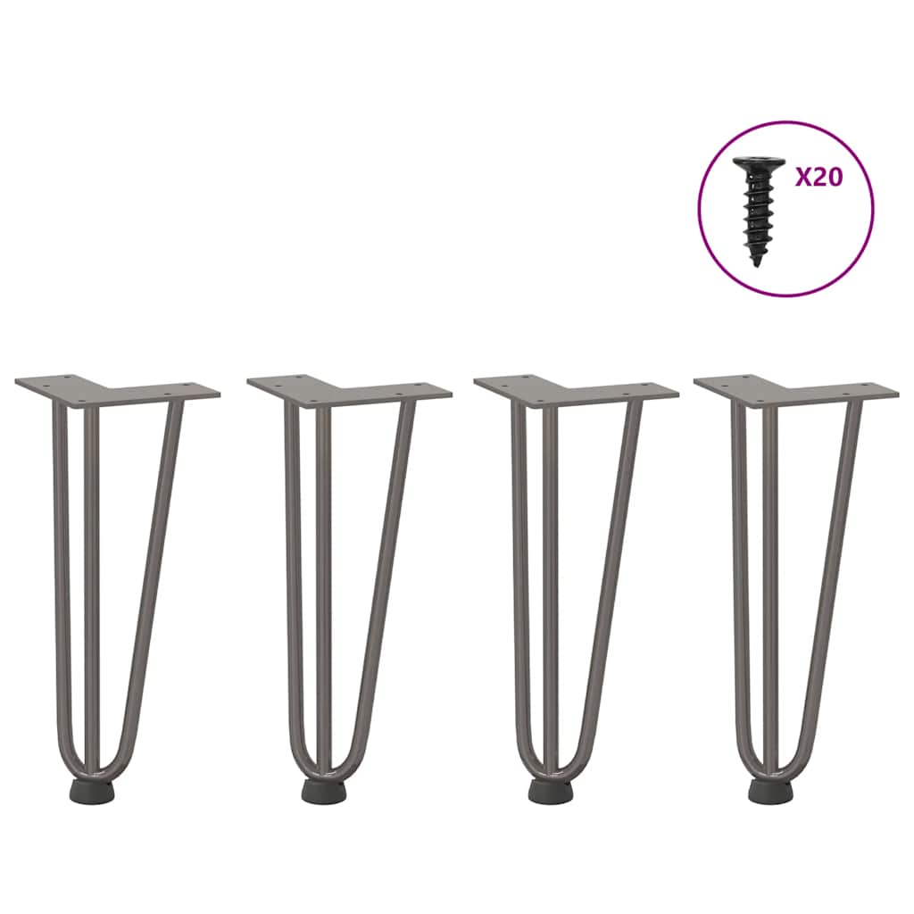 vidaXL Haarnadelbeine für Couchtisch 4 Stk. Naturstahl 30 cm Massivstahl