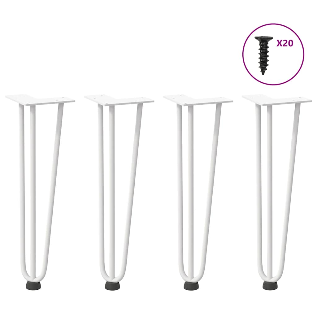 vidaXL Haarnadelbeine für Couchtisch 4 Stk. Weiß 42 cm Massivstahl
