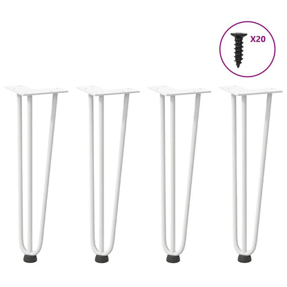 vidaXL Haarnadelbeine für Couchtisch 4 Stk. Weiß 42 cm Massivstahl