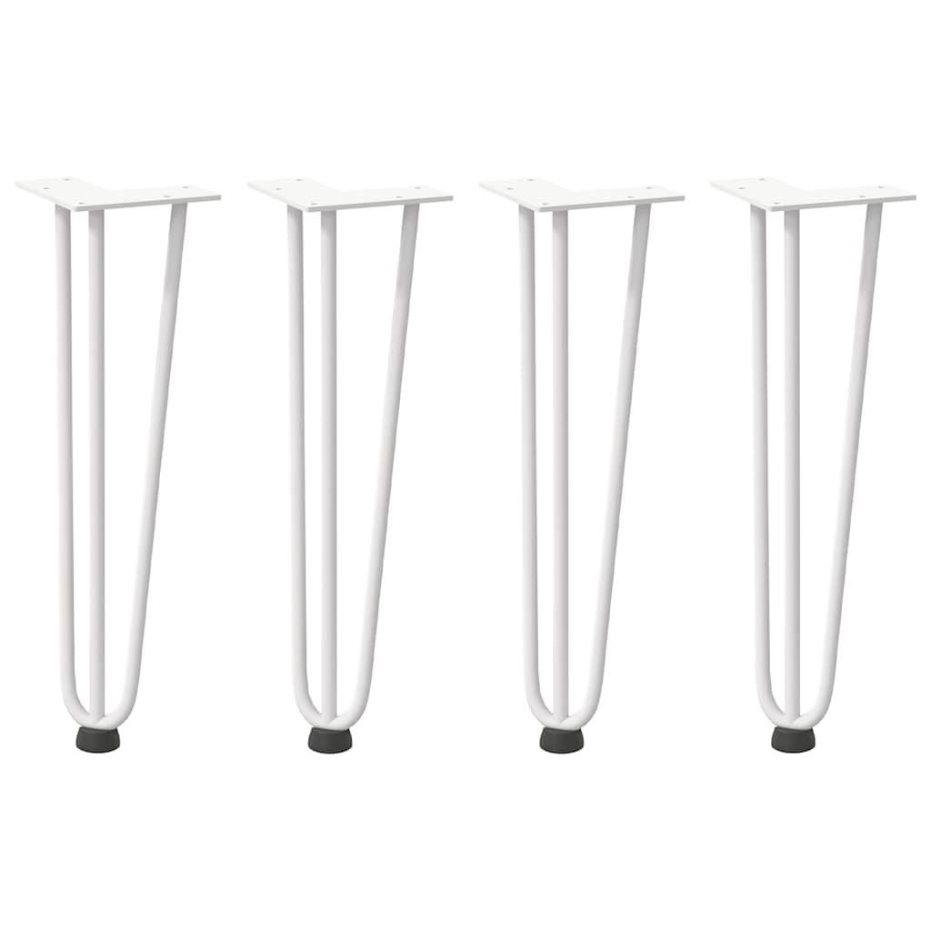 vidaXL Haarnadelbeine für Couchtisch 4 Stk. Weiß 42 cm Massivstahl