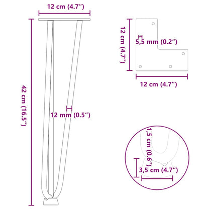 vidaXL Haarnadelbeine für Couchtisch 4 Stk. Weiß 42 cm Massivstahl