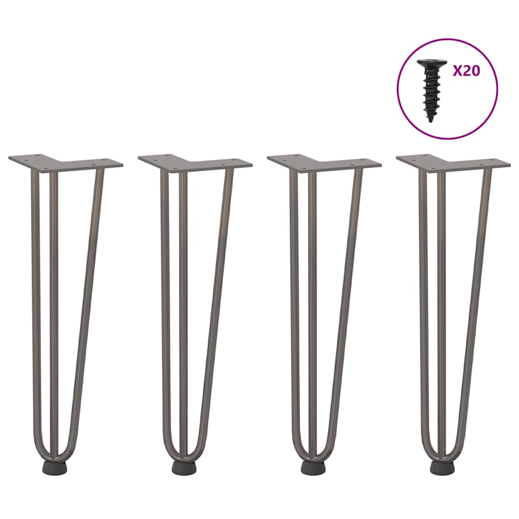 vidaXL Haarnadelbeine für Couchtisch 4 Stk. Naturstahl 42 cm Massivstahl