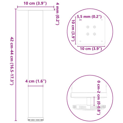 vidaXL Pieds de table basse 4 pcs Noir 42-44 cm Acier