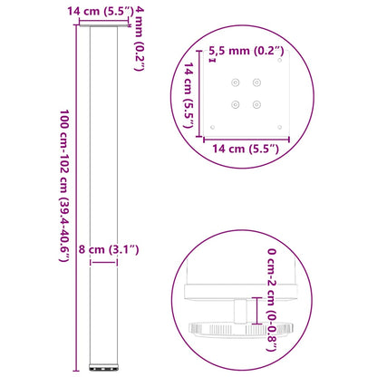 vidaXL Bartischbeine 4 Stk. Schwarz 100-102 cm Stahl