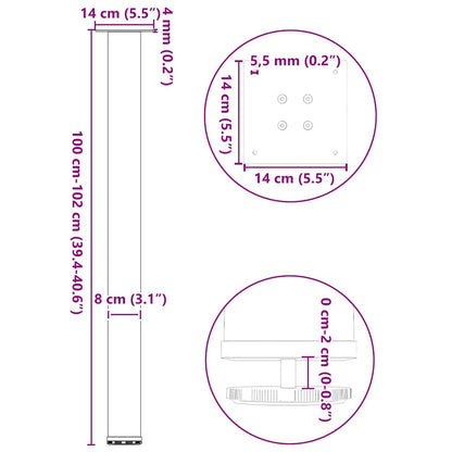 vidaXL Pieds de table de bar 4 pcs Anthracite 100-102 cm Acier