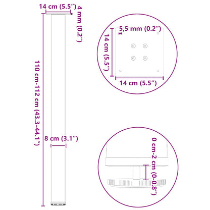 vidaXL Bartischbeine 4 Stk. Weiß 110-112 cm Stahl