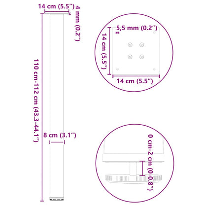 vidaXL Bartischbeine 4 Stk. Anthrazit 110-112 cm Stahl