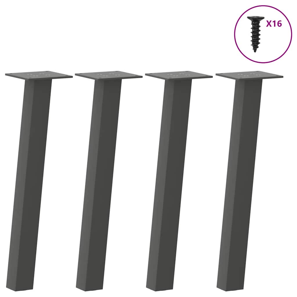 vidaXL Pieds de table basse 4 pcs Anthracite 30 cm Acier