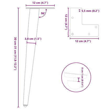 vidaXL Couchtischbeine Konische Form 4 Stk. Schwarz 30-31 cm Stahl