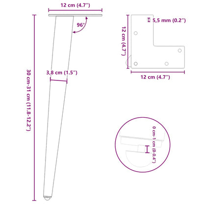vidaXL Couchtischbeine Konische Form 4 Stk. Anthrazit 30-31 cm Stahl