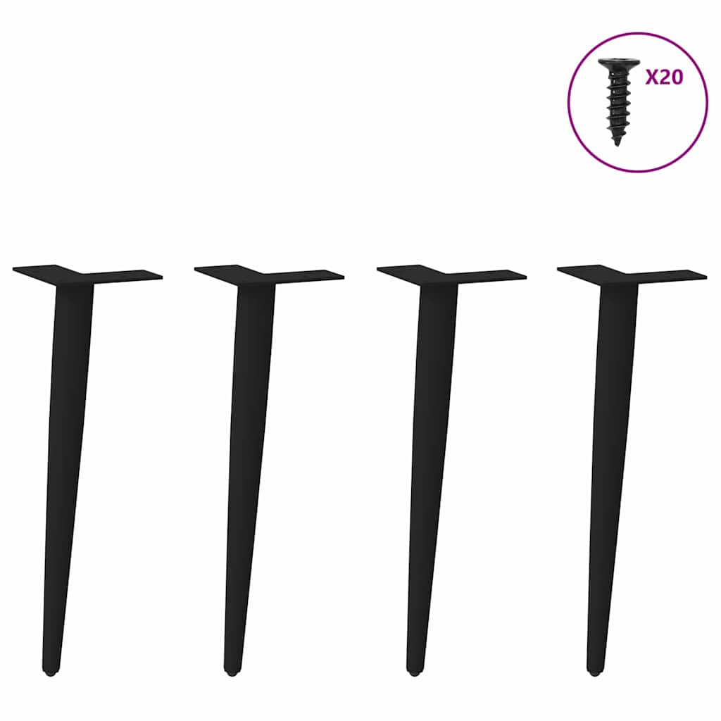 vidaXL Couchtischbeine Konische Form 4 Stk. Schwarz 42-43 cm Stahl