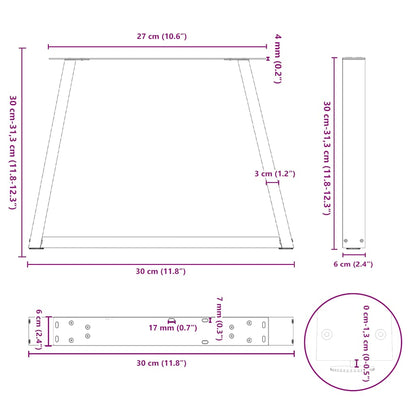vidaXL Pieds de table basse en forme de V 2 pcs Blanc 30x(30-31,3) cm Acier