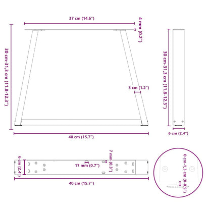 vidaXL Couchtischbeine V-Form 2 Stück Weiß 40x(30-31,3) cm Stahl