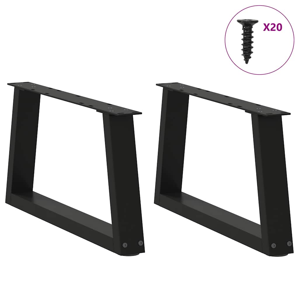 vidaXL Pieds de table basse en V 2 pcs Noir 50x(30-31,3) cm Acier