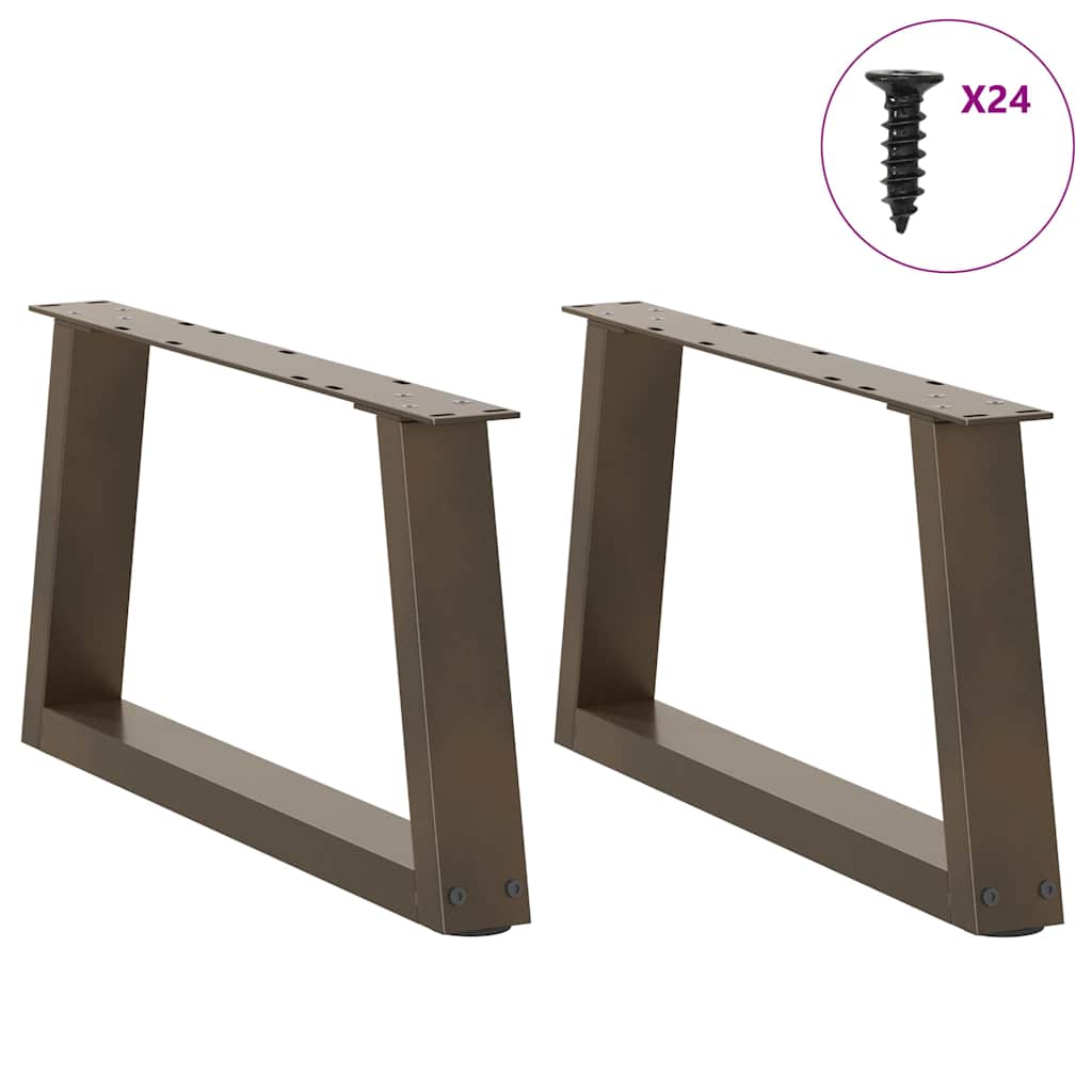 vidaXL Pieds de table basse en V 2 pcs Acier brut 60x(30-31,3) cm Acier