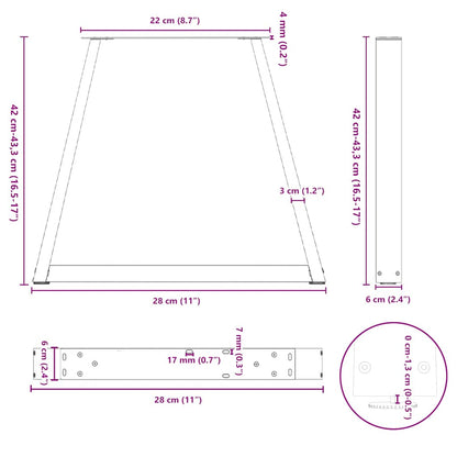 vidaXL Couchtischbeine V-Form 2 Stück Weiß 28x(42-43,3) cm Stahl