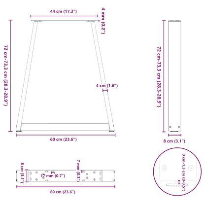 vidaXL Esstischbeine V-Form 2 Stk. Anthrazit 60x(72-73,3) cm Stahl