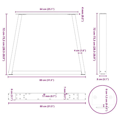 vidaXL Esstisch Beine V-Form 2 Stück Anthrazit 80x(72-73,3) cm Stahl