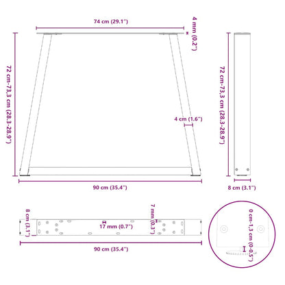 vidaXL Pieds de table à manger en V 2 pcs Anthracite 90x(72-73,3) cm Acier