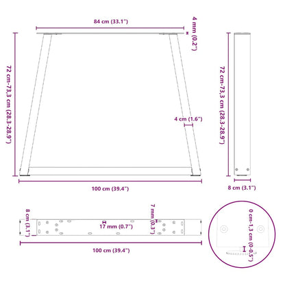 vidaXL Pieds de table à manger en V 2 pcs Anthracite 100x(72-73,3) cm Acier