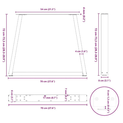vidaXL Esstisch Beine V-Form 3 Stück Weiß 70x(72-73,3) cm Stahl