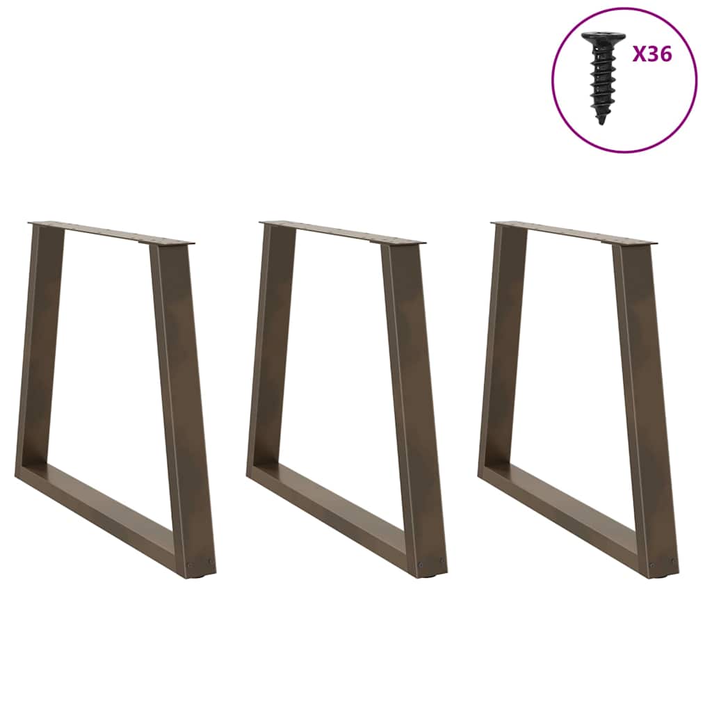 vidaXL Esstischbeine V-Form 3 Stück Naturstahl 70x(72-73,3) cm Stahl