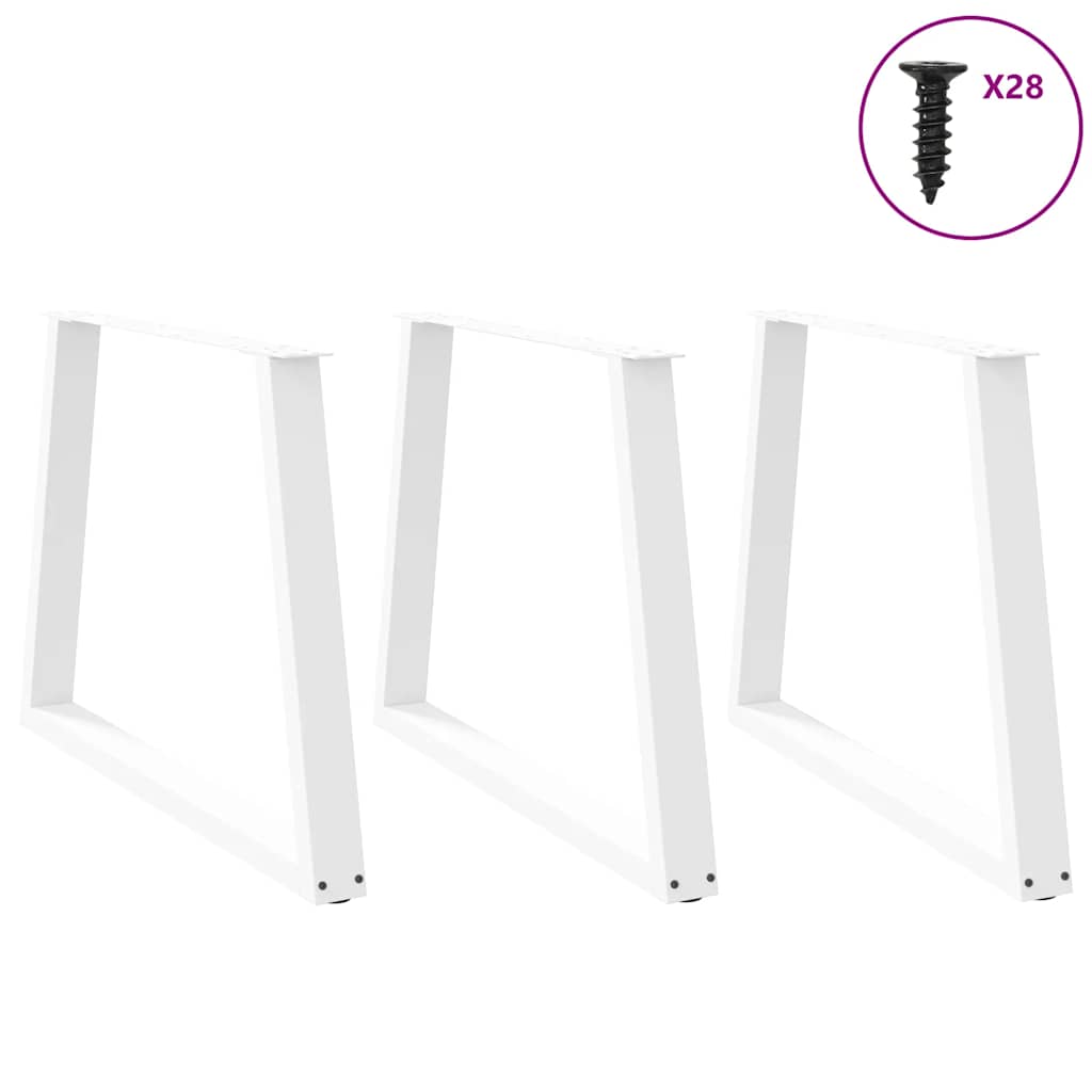 vidaXL Esstischbeine V-Form 3 Stück Weiß 90x(72-73,3) cm Stahl