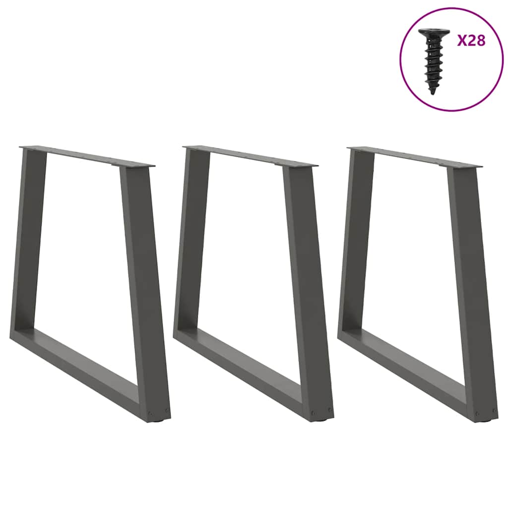 vidaXL Pieds de table à manger en V 3 pcs Anthracite 90x(72-73,3) cm Acier