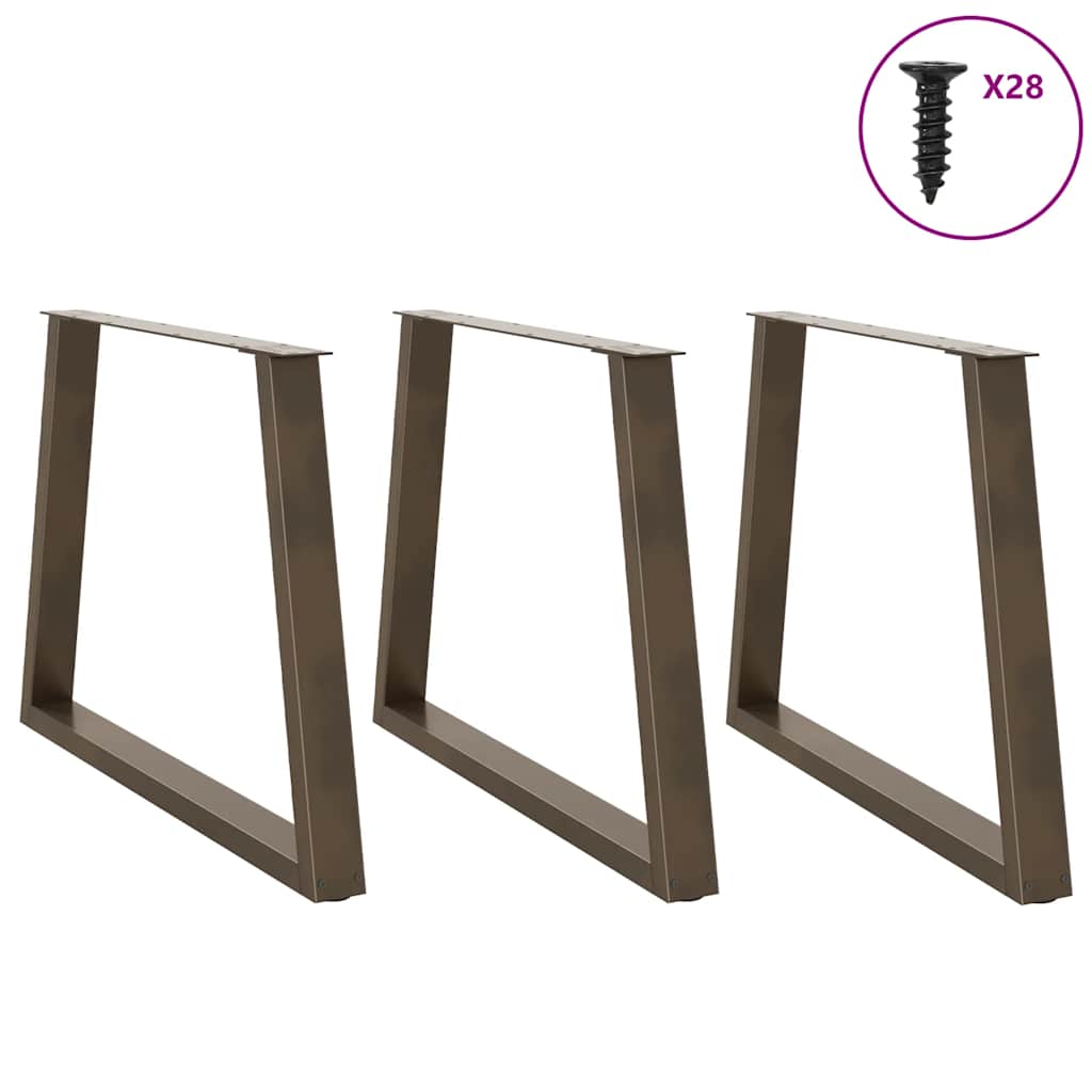 vidaXL Esstischbeine V-Form 3 Stück Naturstahl 100x(72-73,3) cm Stahl