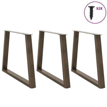 vidaXL Esstischbeine V-Form 3 Stück Naturstahl 100x(72-73,3) cm Stahl