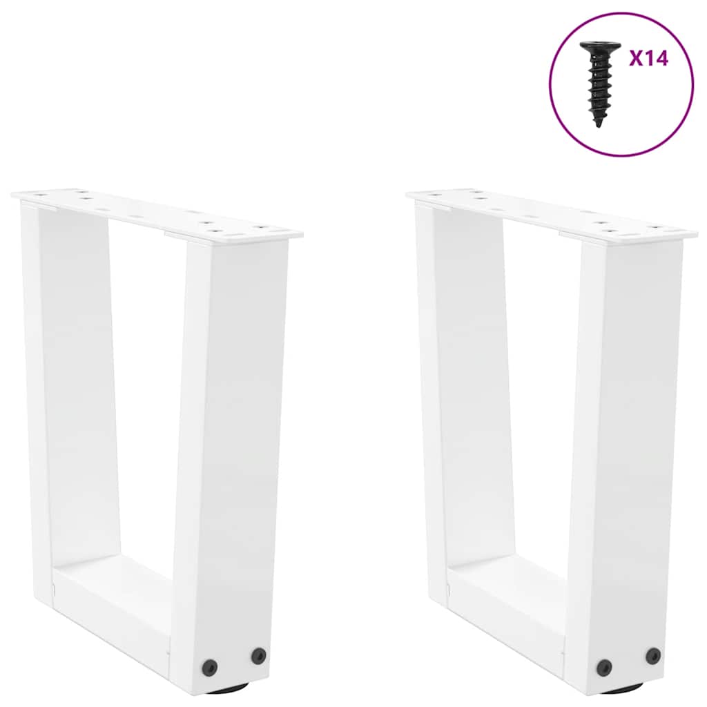 vidaXL Pieds de table basse en V 2 pcs Blanc 30x(30-31,3) cm Acier