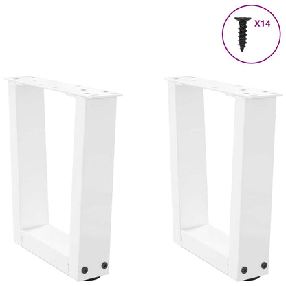 vidaXL Pieds de table basse en V 2 pcs Blanc 30x(30-31,3) cm Acier