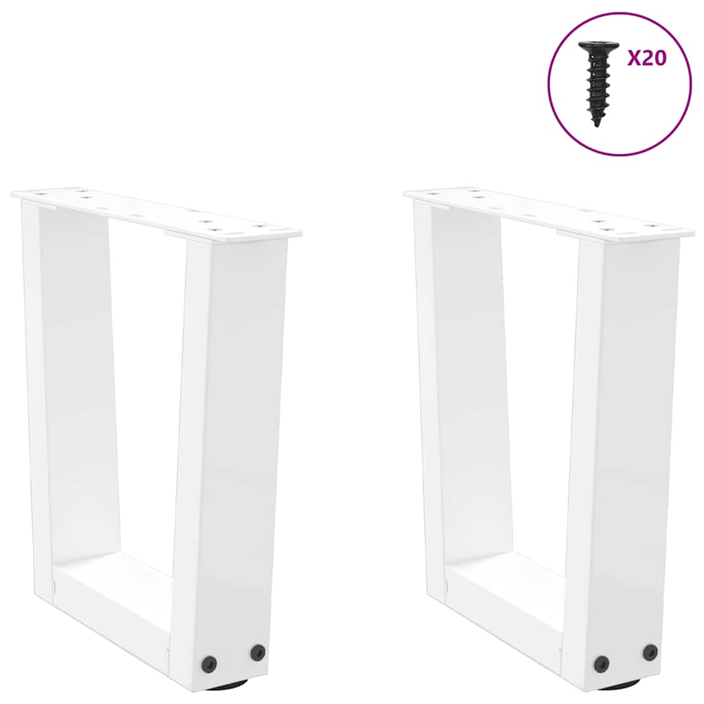vidaXL Pieds de table basse en V 2 pcs Blanc 40x(30-31,3) cm Acier