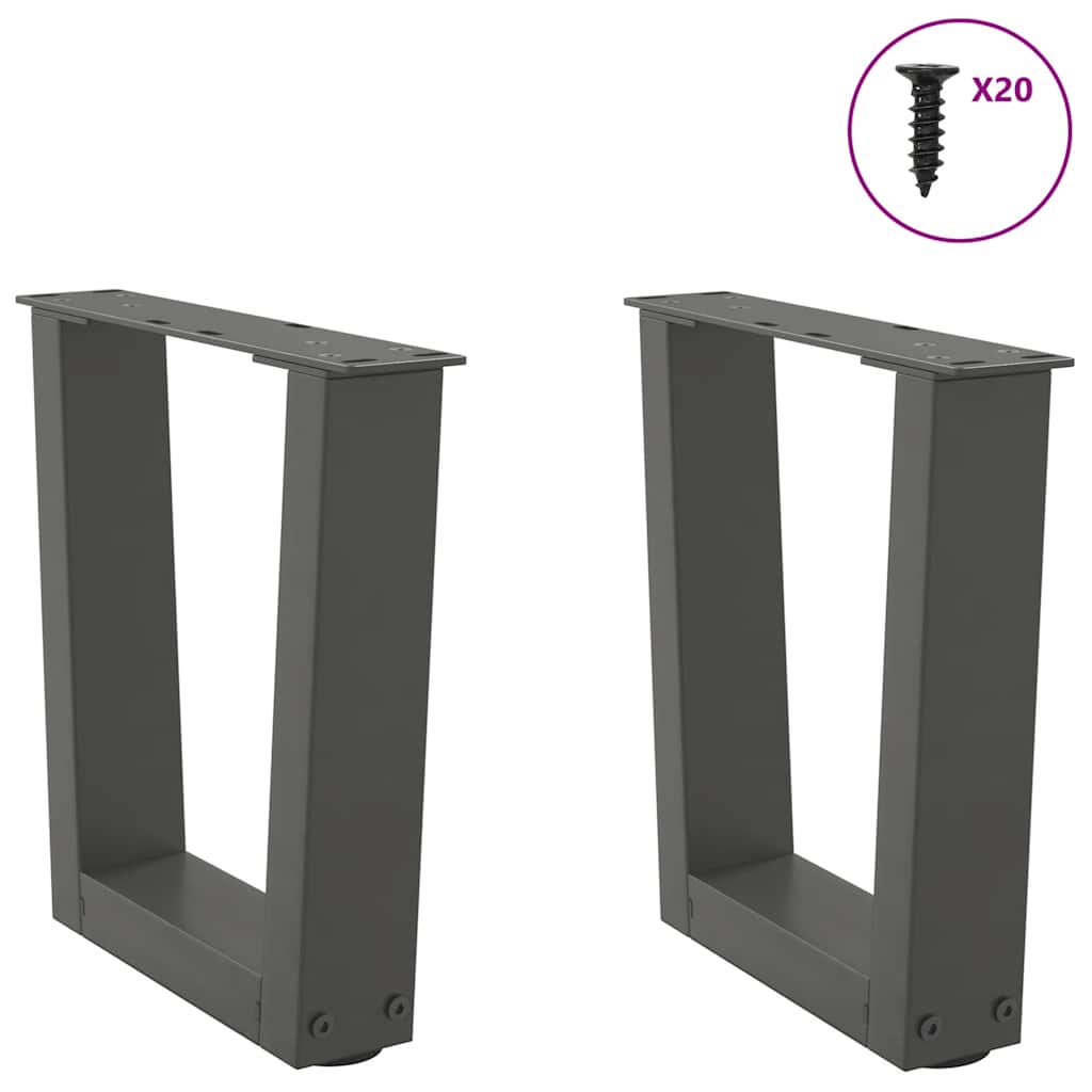 vidaXL Pieds de table basse en V 2 pcs Anthracite 40x(30-31,3) cm Acier