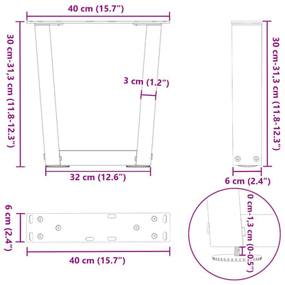 vidaXL Pieds de table basse en V 2 pcs Anthracite 40x(30-31,3) cm Acier