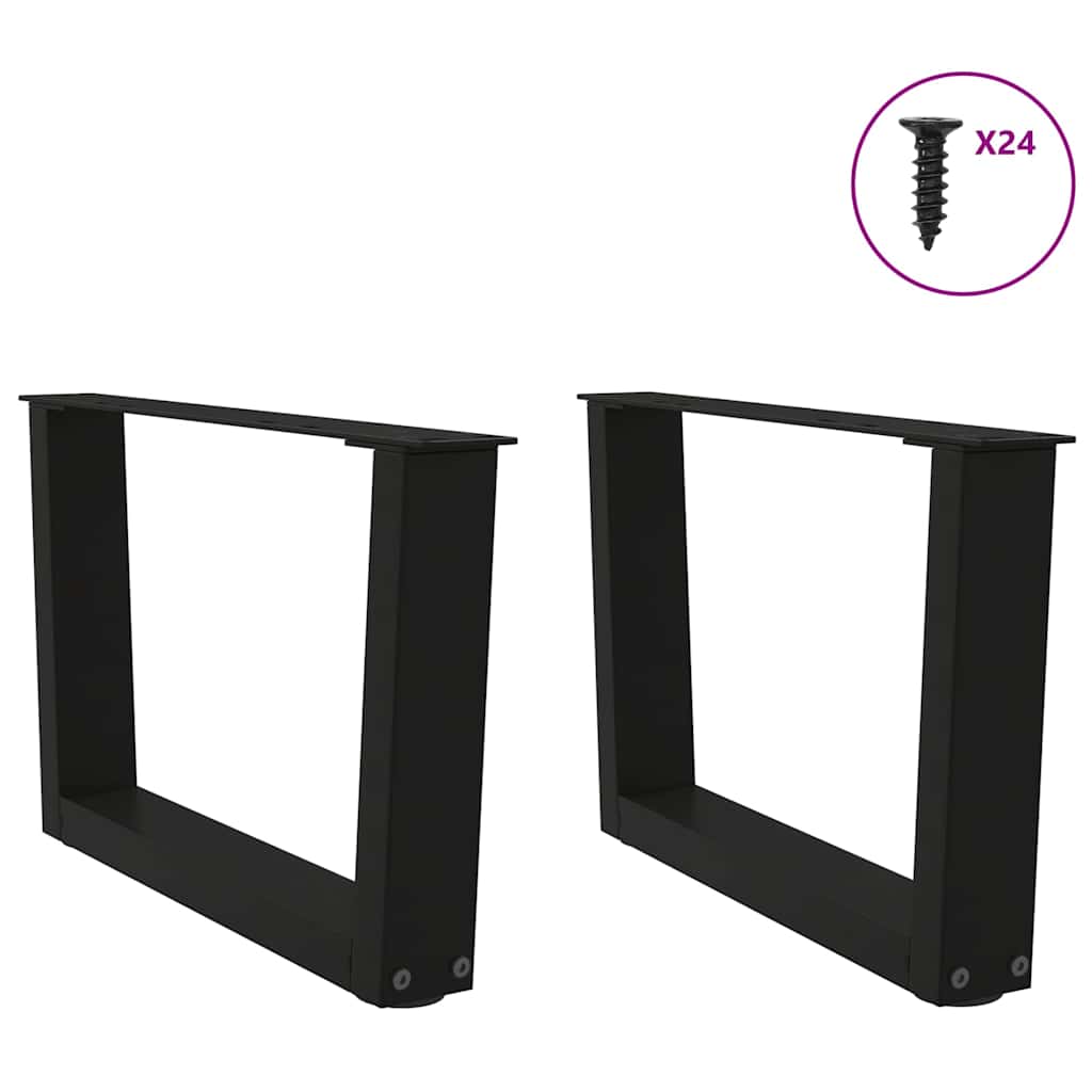 vidaXL Pieds de table basse en V 2 pcs Noir 50x(30-31,3) cm Acier