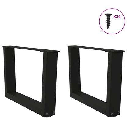 vidaXL Pieds de table basse en V 2 pcs Noir 50x(30-31,3) cm Acier