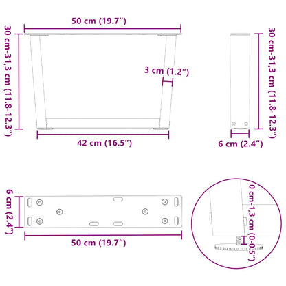 vidaXL Pieds de table basse en V 2 pcs Anthracite 50x(30-31,3) cm Acier