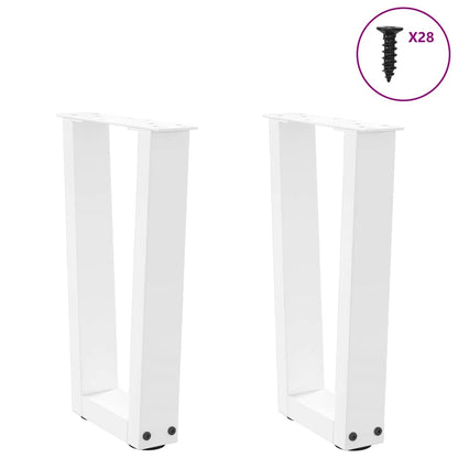 vidaXL Couchtischbeine V-Form 2 Stück Weiß 28x(42-43,3) cm Stahl
