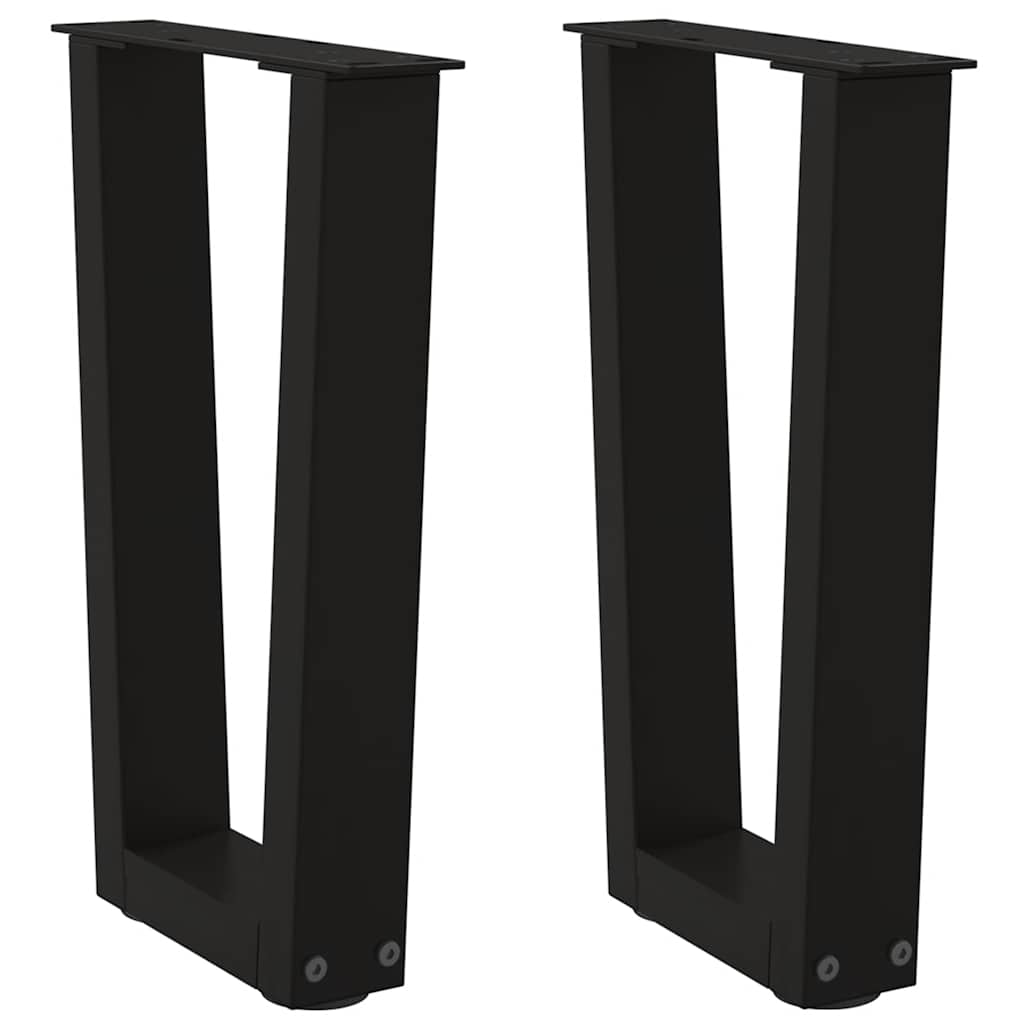 vidaXL Couchtischbeine V-Form 2 Stück Schwarz 38x(42-43,3) cm Stahl