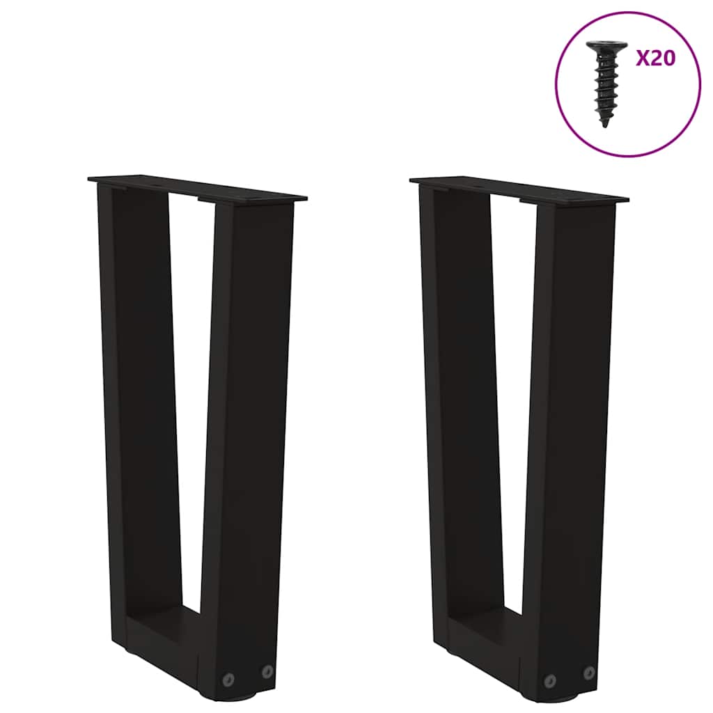 vidaXL Couchtischbeine V-Form 2 Stück Schwarz 38x(42-43,3) cm Stahl