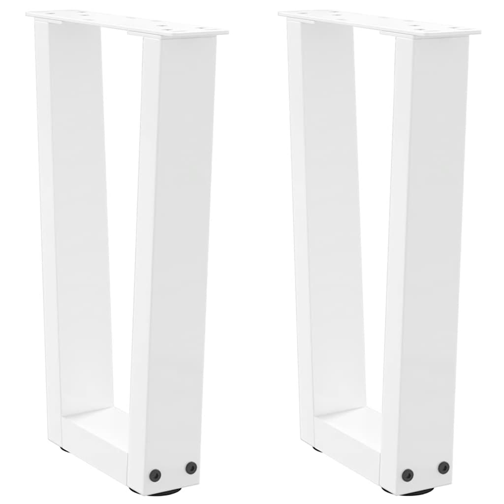 vidaXL Pieds de table basse en V 2 pcs Blanc 38x(42-43,3) cm Acier